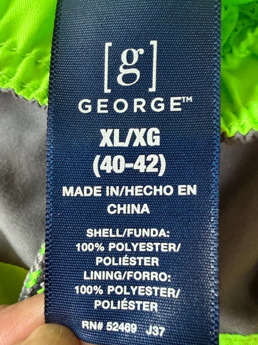 George Neon Green and Gray Men's Swim Trunks
